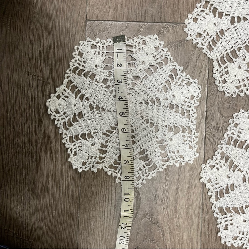 Set of 3 White Hand Crochet Lace Doilies Table Placemats Runners Farmhouse - Picture 2 of 4